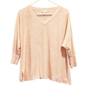 Garnet Hill Linen Oversized V-Neck Sweater Size XS